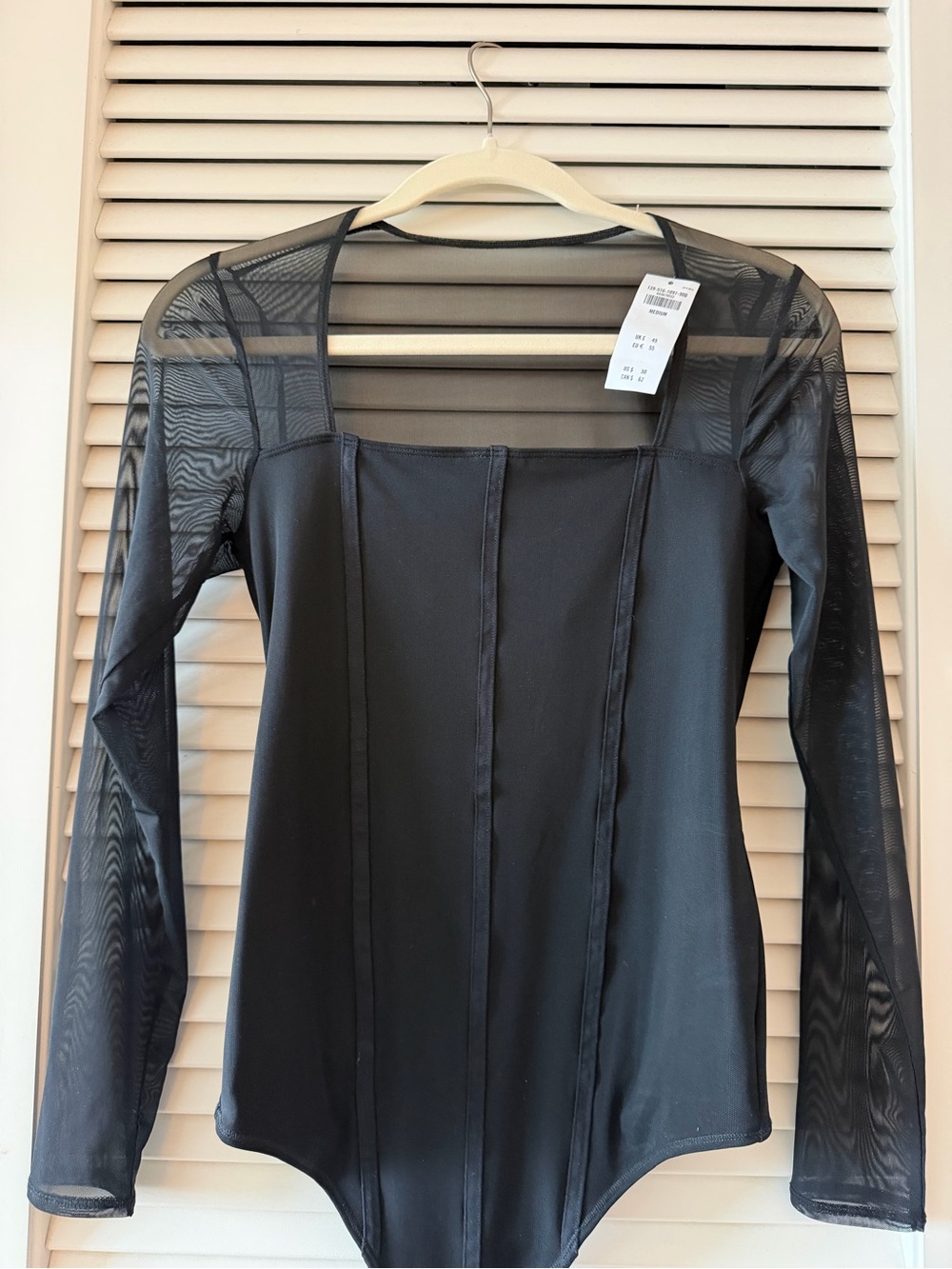 Abercrombie & Fitch Black Long-Sleeve Mesh Bodysuit Dress